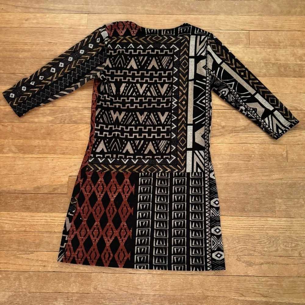 Papillon geometric black brown 3/4 sleeve mini sh… - image 3