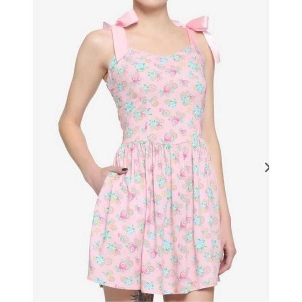 Hot Topic Pink Floral Gears Sweetheart Dress Size… - image 1