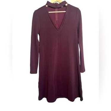 Sugar + lips burgundy v neck long sleeve small ri… - image 1