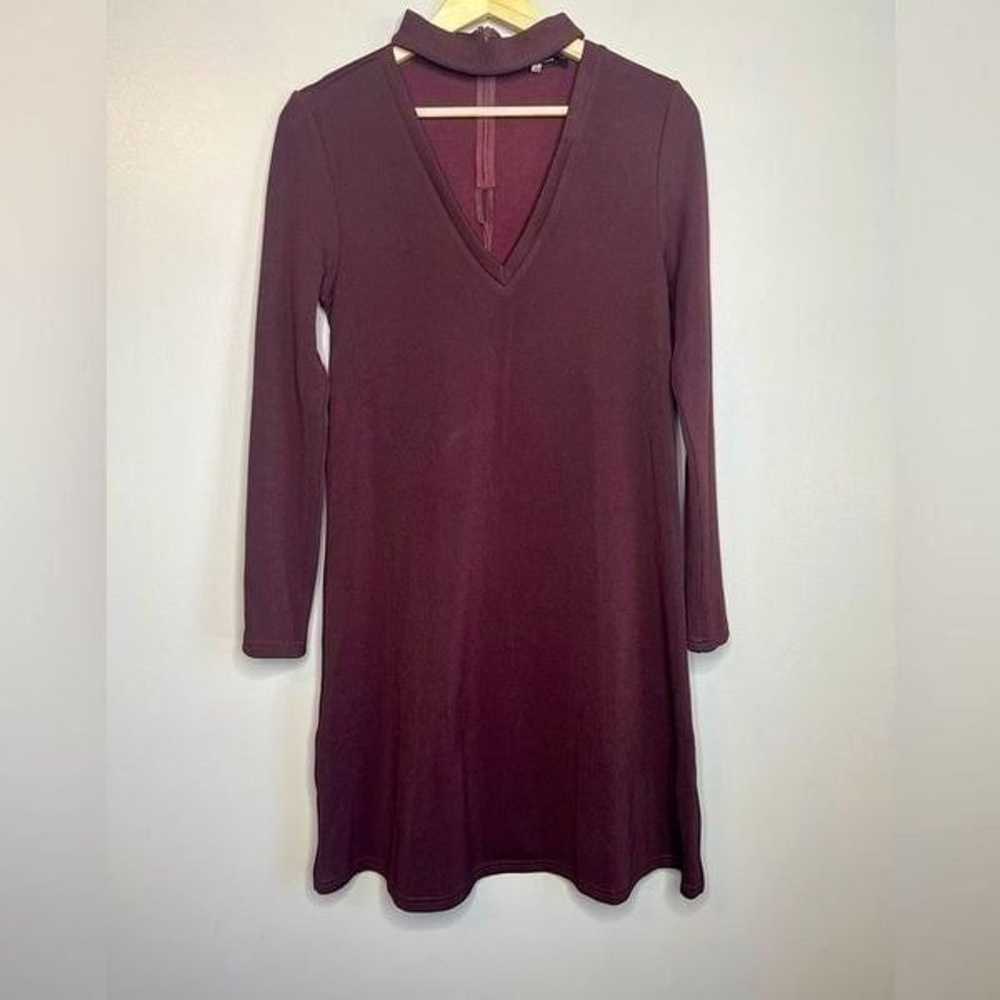 Sugar + lips burgundy v neck long sleeve small ri… - image 3