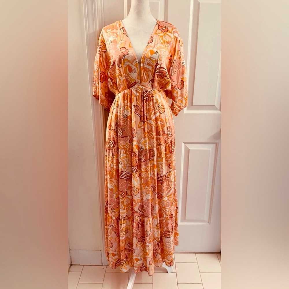 Entro Women’s Floral Maxi Dress Size Small Deep V… - image 1