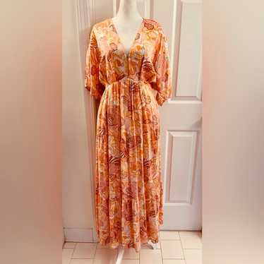 Entro Women’s Floral Maxi Dress Size Small Deep V… - image 1