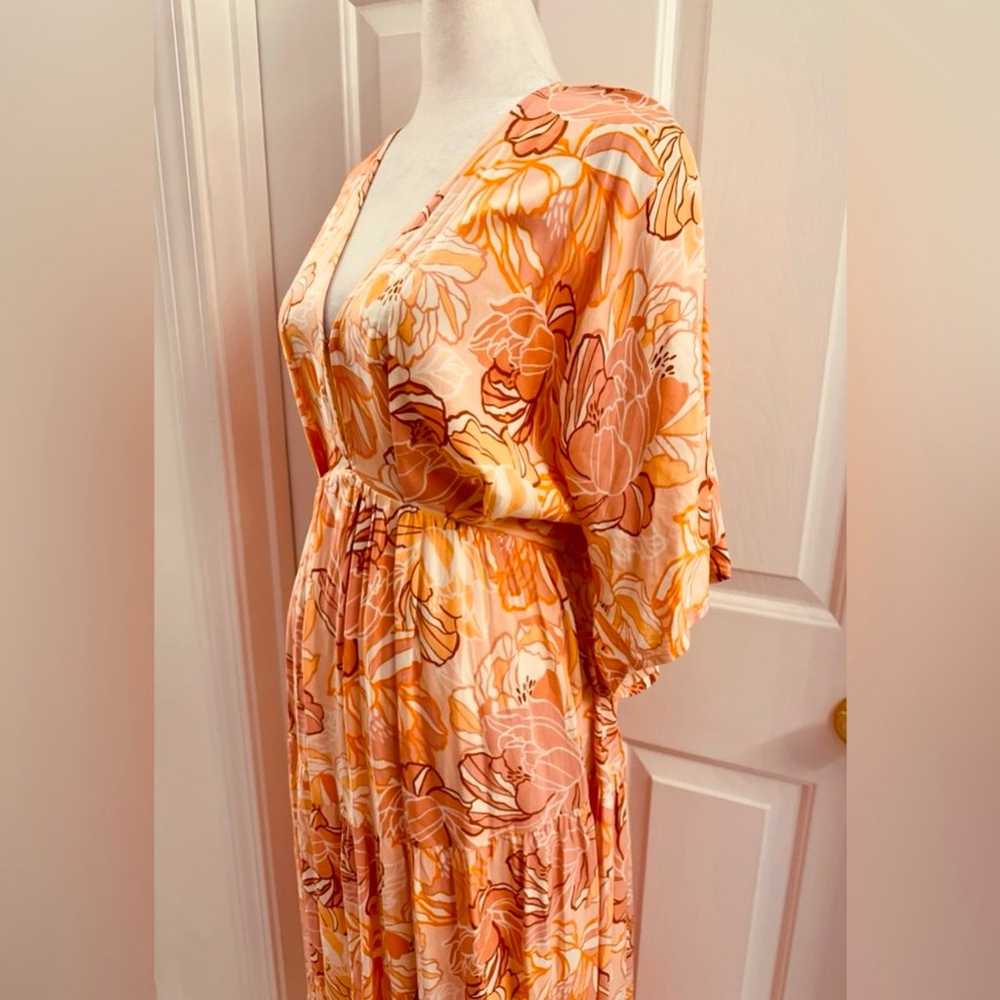 Entro Women’s Floral Maxi Dress Size Small Deep V… - image 3