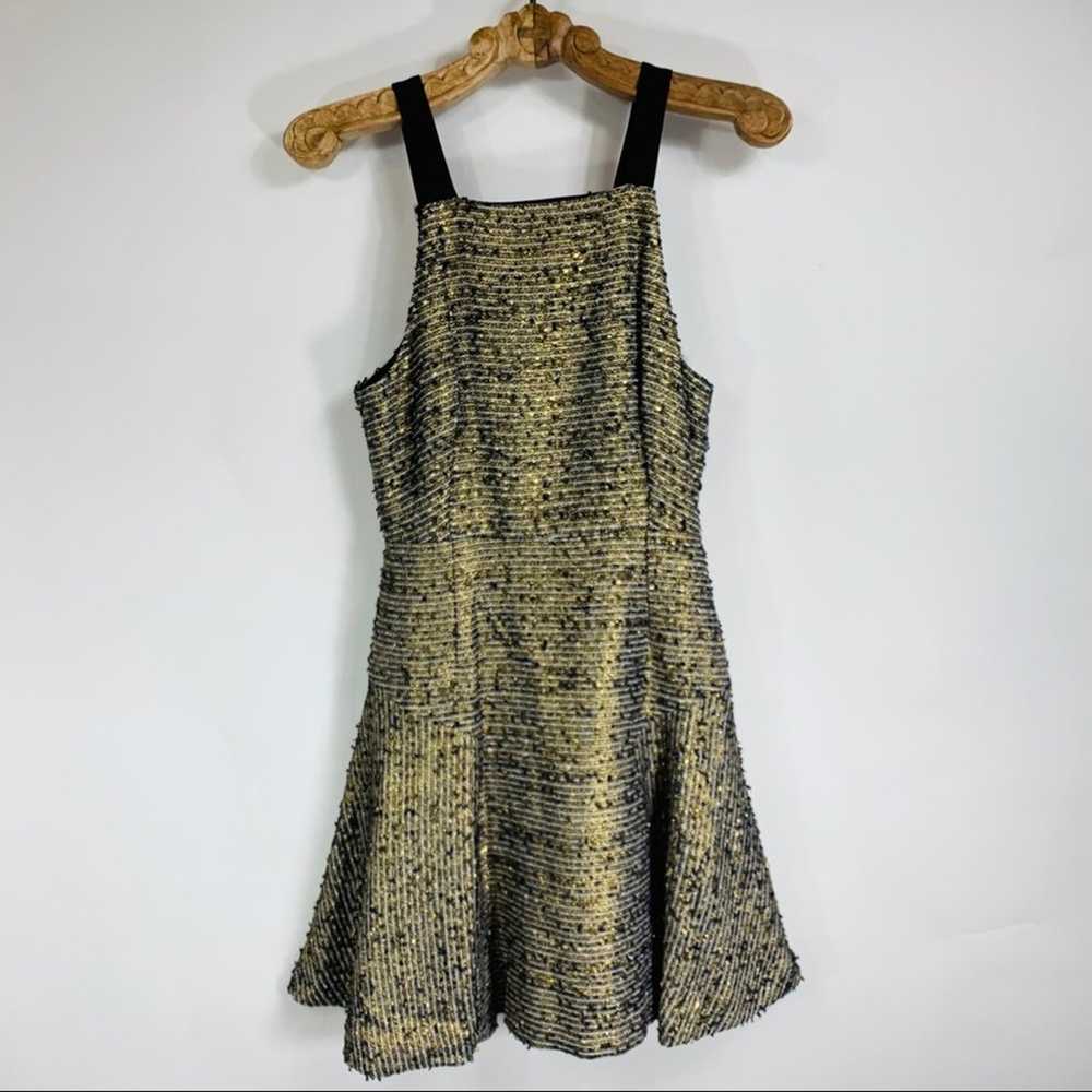 Trina Turk Gold Black Boucle Halter Neck Dress Sm… - image 1