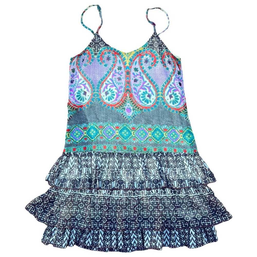 Artsy Boho Mixed Print Ruffle Mini Dress - image 2