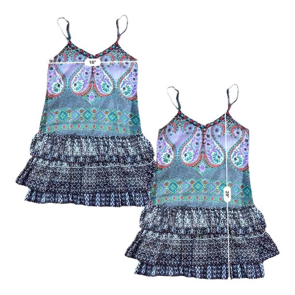 Artsy Boho Mixed Print Ruffle Mini Dress - image 5