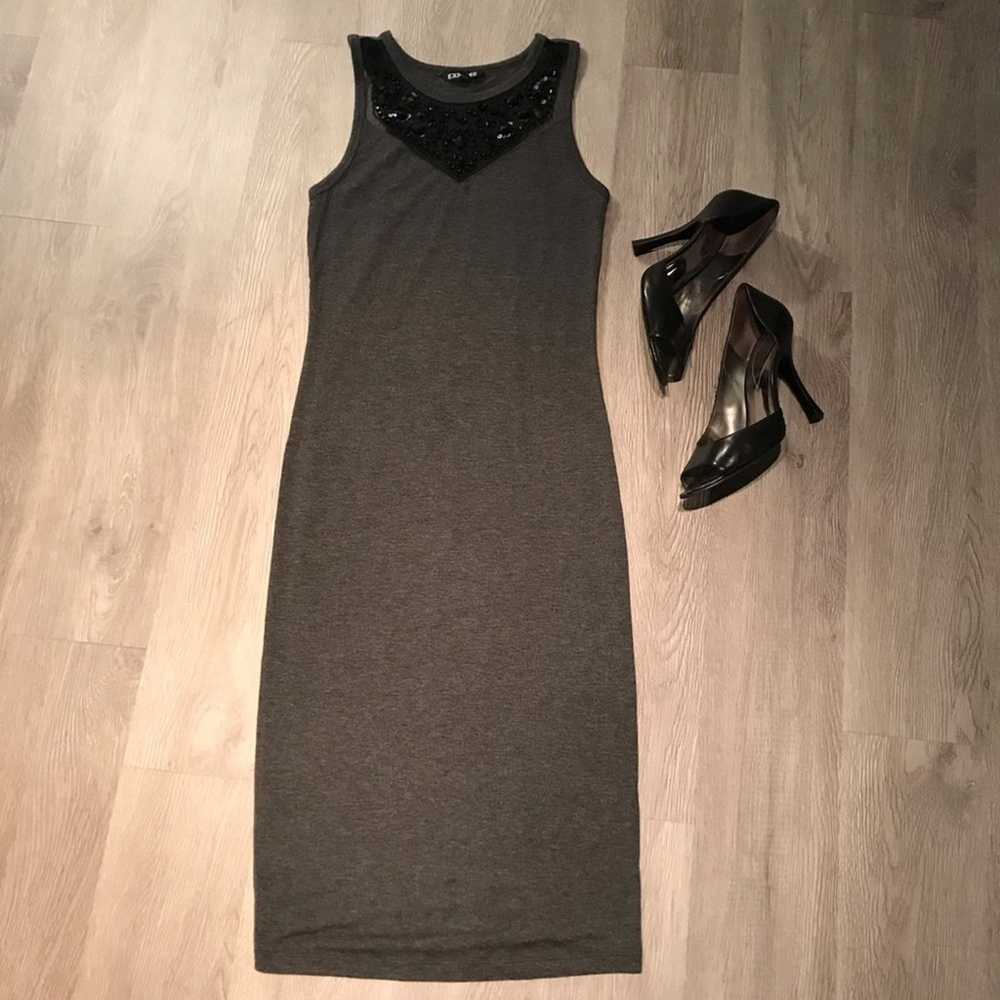 Express Gray Fitting Midi Dress Medium - image 2