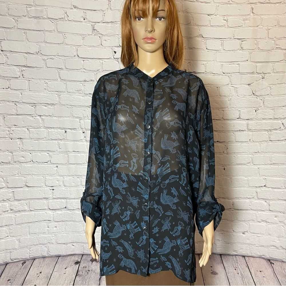 Chicos Chico's Design Sheer Long Sleeve Shirt Siz… - image 1