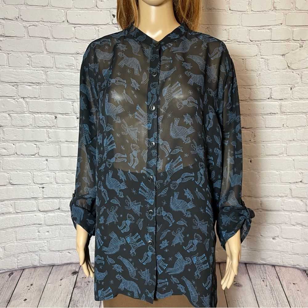 Chicos Chico's Design Sheer Long Sleeve Shirt Siz… - image 9