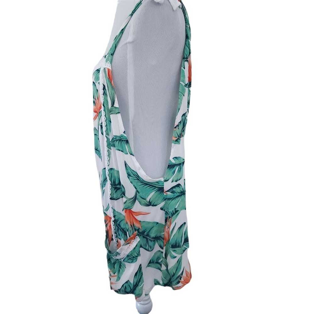 Miken Swim Overall Coverup Large Tropical Print R… - image 3