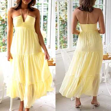 CHERLEY • Pastel Yellow Y2K Pleated Spaghetti Str… - image 1