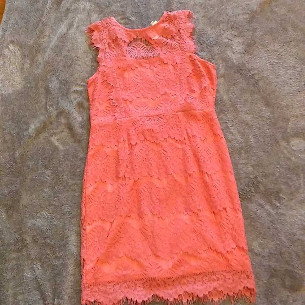 Main Strip coral lace dress open back - image 1