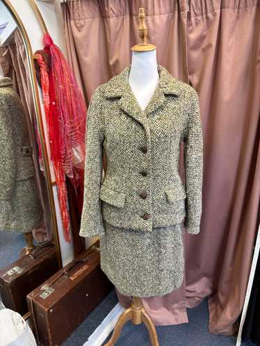 W26" 1970s Jaeger Green Wool Skirt Suit UK8 | Car… - image 1