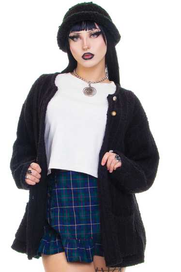 Vintage 90's Black Knit Button Up Cardigan - OSFM