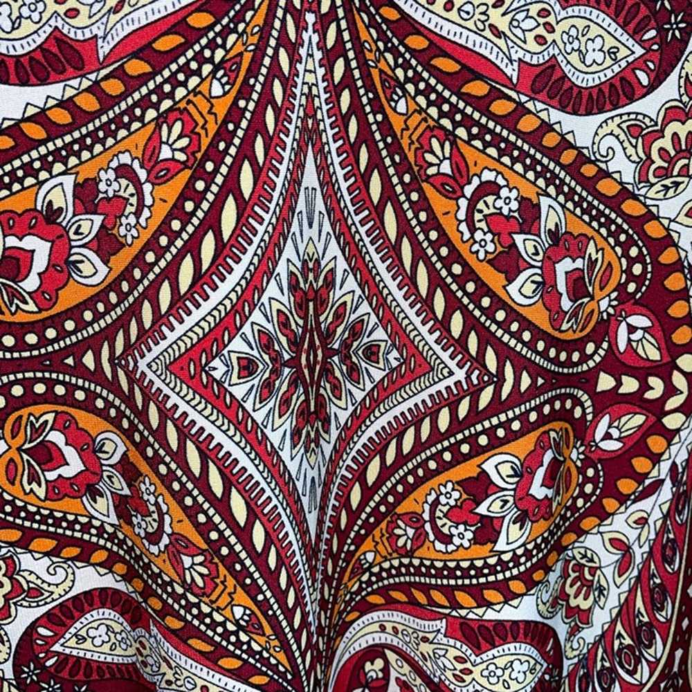 Studio One Red Orange White Paisley Dress Long Sl… - image 4