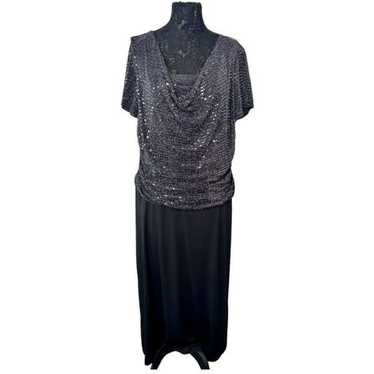 Sz 20W Enfocus Studio Sequin & Black Maxi Dress