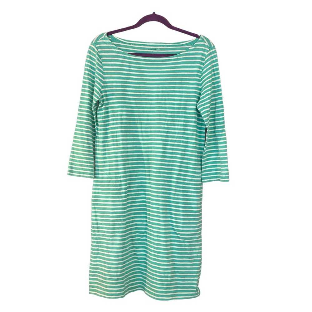 Garnet Hill Cotton Dress Green Stripe Womans Size… - image 10