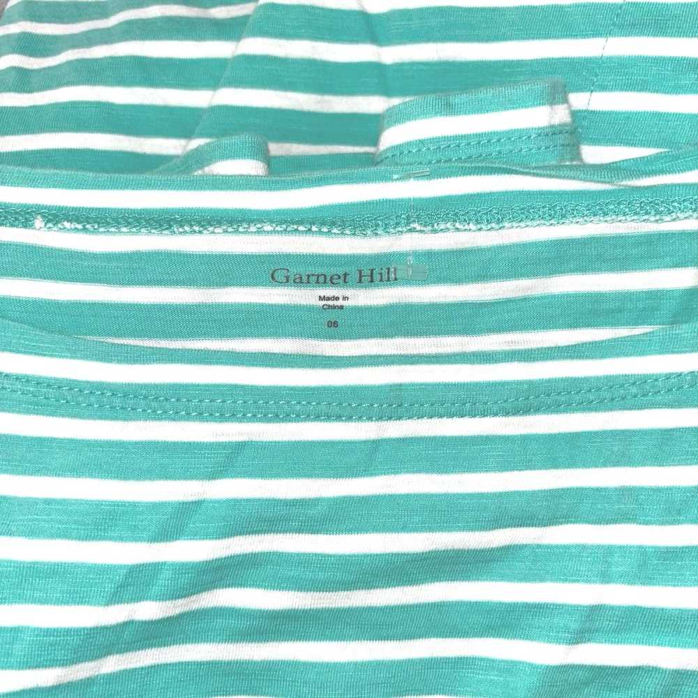 Garnet Hill Cotton Dress Green Stripe Womans Size… - image 3