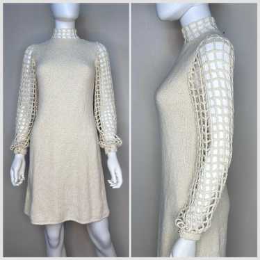 1960s St John Knits Cream Mini Dress, Size Small,… - image 1