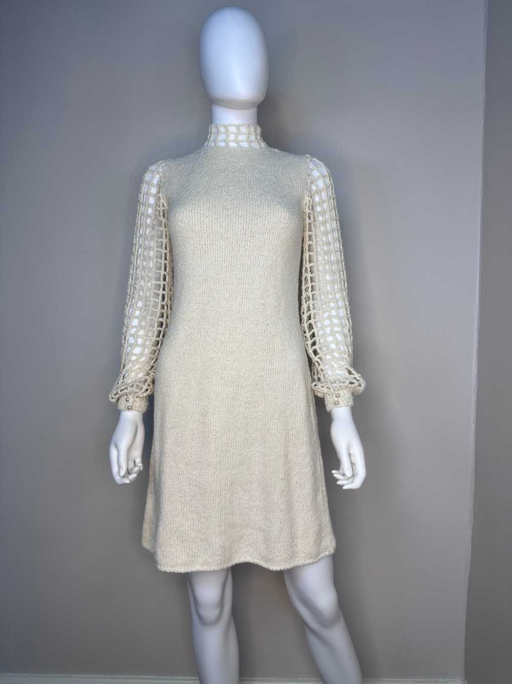 1960s St John Knits Cream Mini Dress, Size Small,… - image 2