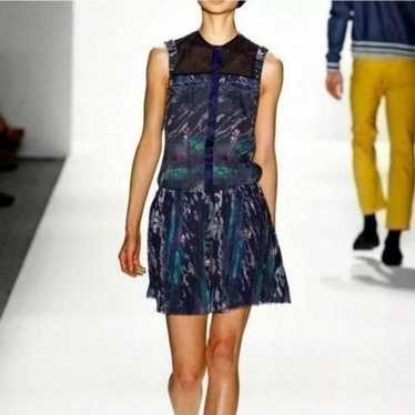 Timo Weiland Dress Blue Pleated Lilypad Print Mini - image 1