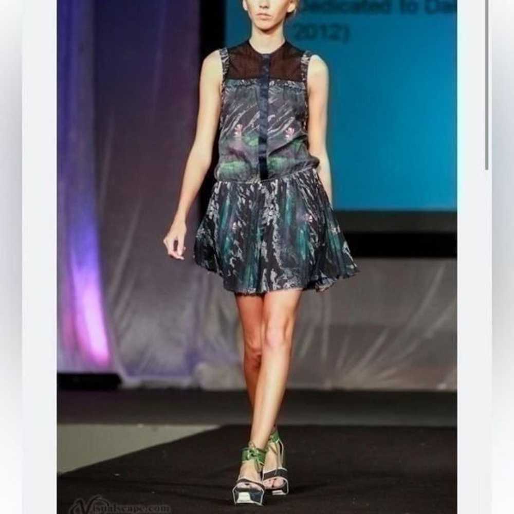 Timo Weiland Dress Blue Pleated Lilypad Print Mini - image 2