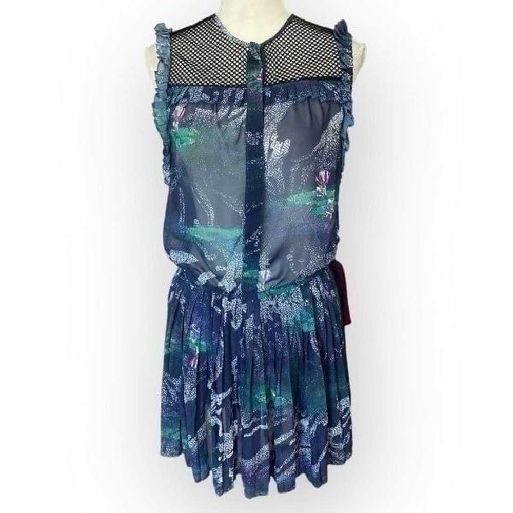 Timo Weiland Dress Blue Pleated Lilypad Print Mini - image 3