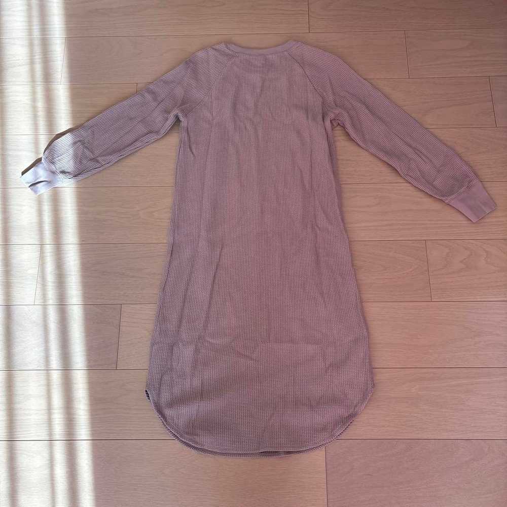 UNIQLO Long Sleeve Waffle Fabric Dress Pink Beige - image 3