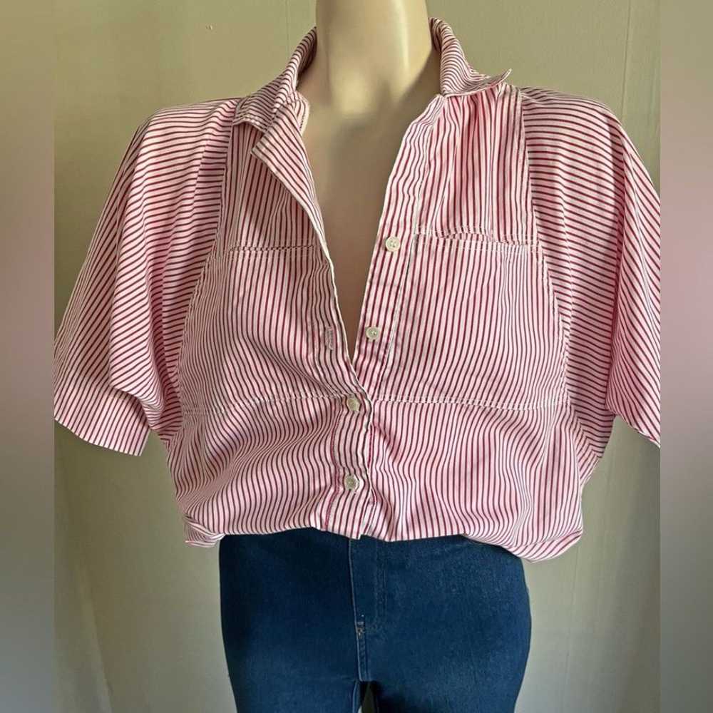 Vintage 70’s candy cane striped button cotton top… - image 12