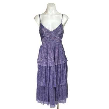 Trixxi Purple Metallic Sleeveless Tiered Ruffle Pr