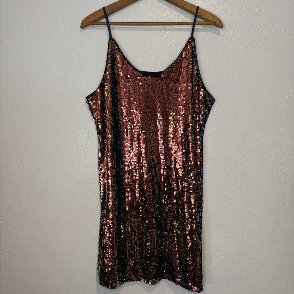 Allegra K Womens Glitter Sequin Dress V Neck Spag… - image 2