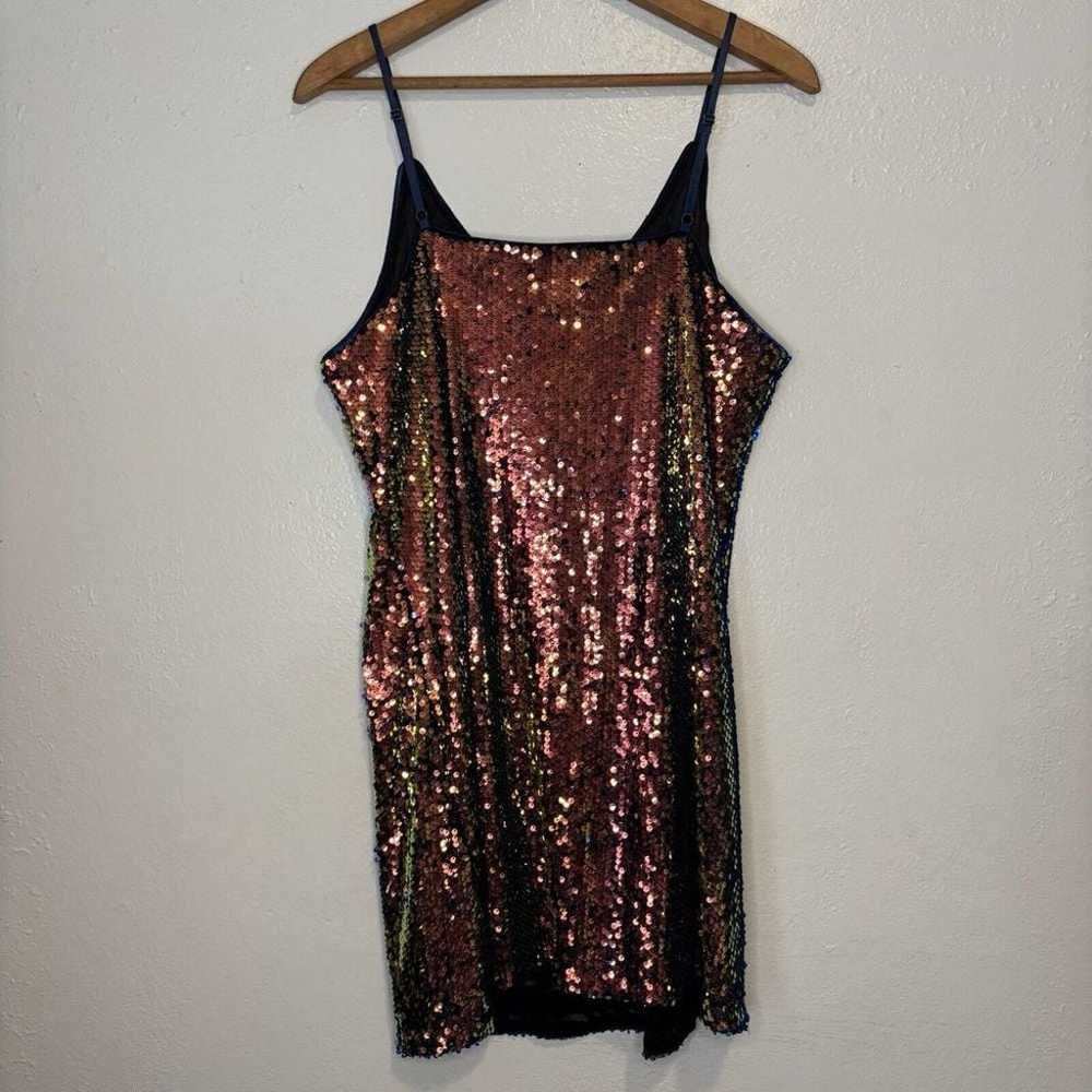 Allegra K Womens Glitter Sequin Dress V Neck Spag… - image 3