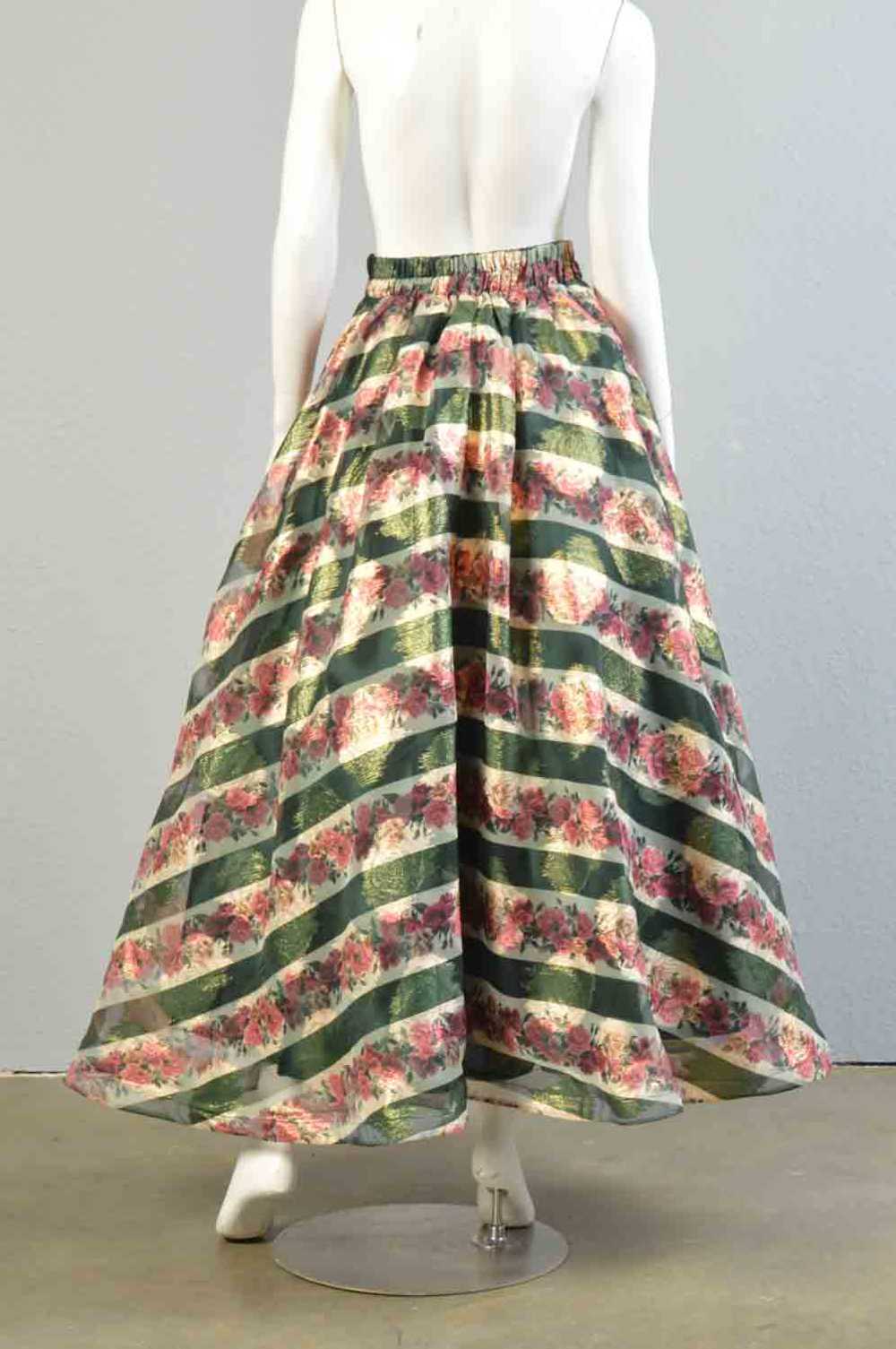 Gentry Metallic Floral & Striped Maxi Skirt - image 6