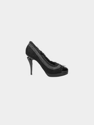 Chanel 2009 Black Tweed and Patent Leather Cap-Toe