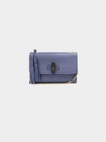 Gucci 2000s Blue Leather Miss Bamboo Flap Bag