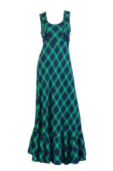 Meleny 1970s Plaid Maxi Dress