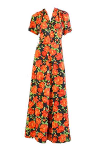 Poppy 1930s Floral Rayon Maxi Dress