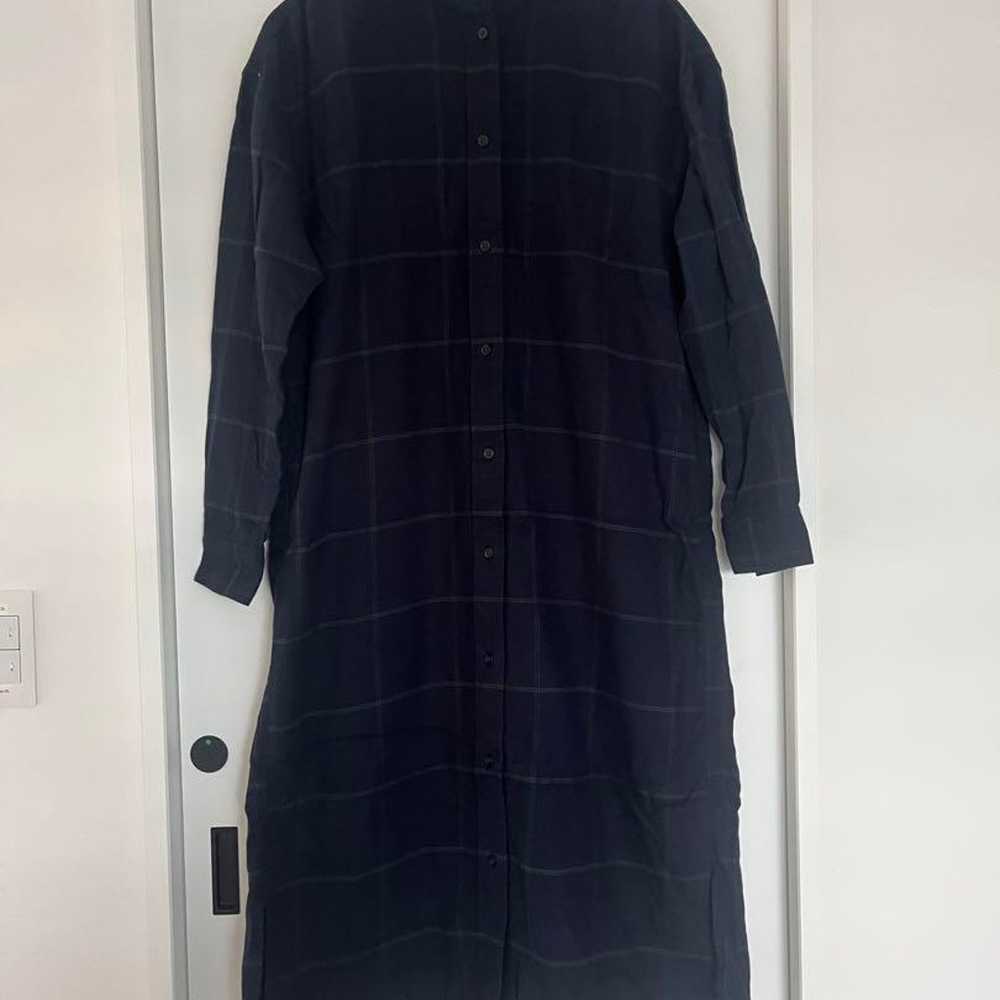 MUJI Flannel Stand Collar Long Sleeve Dress Check… - image 3