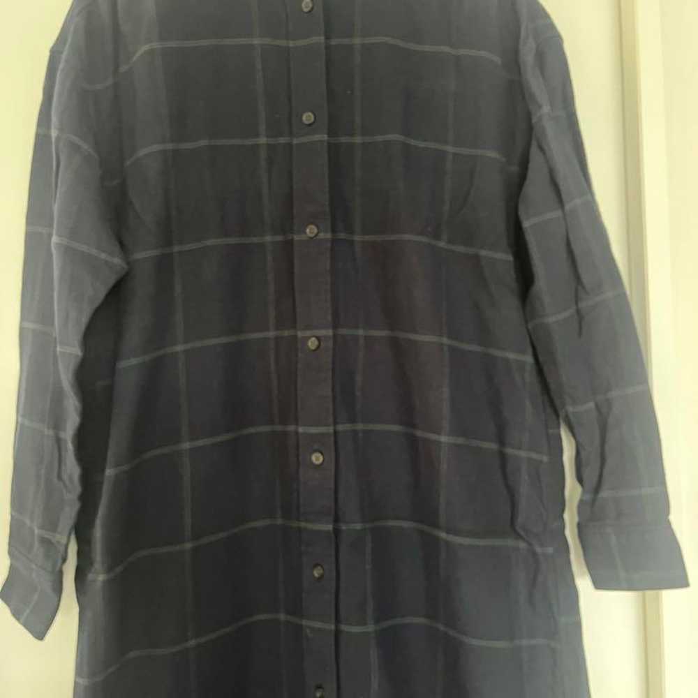 MUJI Flannel Stand Collar Long Sleeve Dress Check… - image 4