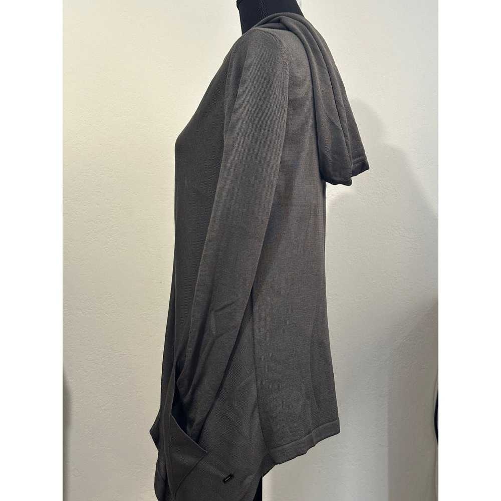 Akris AKRIS Silk Open Cardigan Gray Hood Knit Asy… - image 2