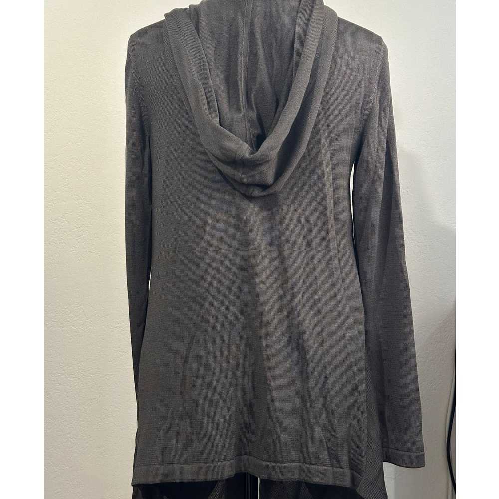 Akris AKRIS Silk Open Cardigan Gray Hood Knit Asy… - image 9