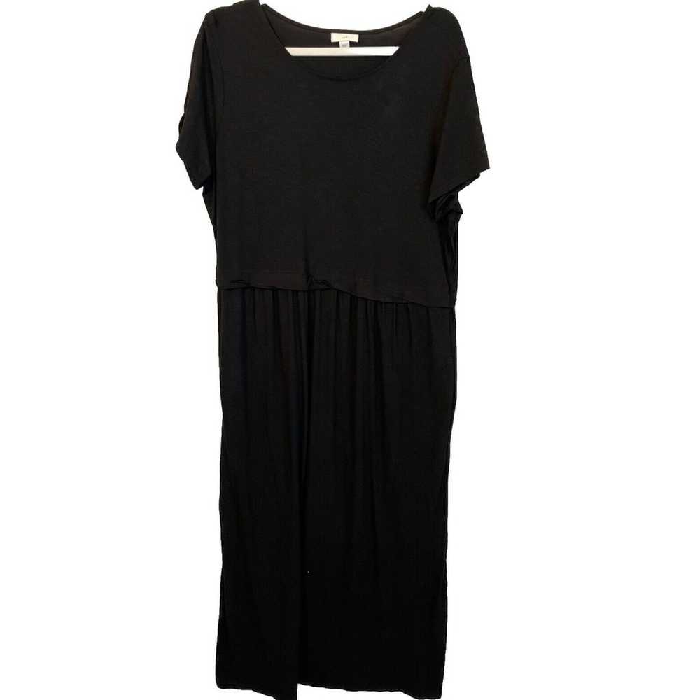 J.Jill Black Short Sleeve Slub Knit Jersey Maxi D… - image 1