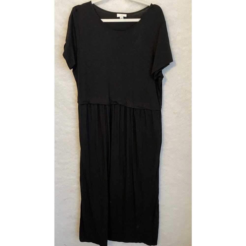 J.Jill Black Short Sleeve Slub Knit Jersey Maxi D… - image 2