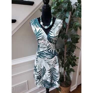 H&M Sheath Dress Womens Large White Green Tropica… - image 1