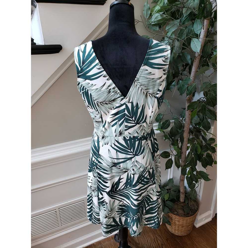 H&M Sheath Dress Womens Large White Green Tropica… - image 4