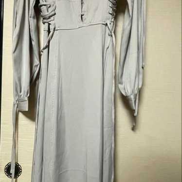 Gray long-sleeve long dress