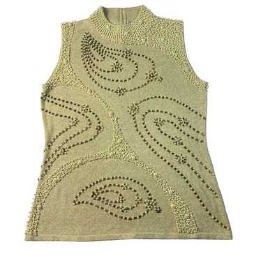 Choice Gold Silk Lurex Pearl Hand-Beaded Sleeveles