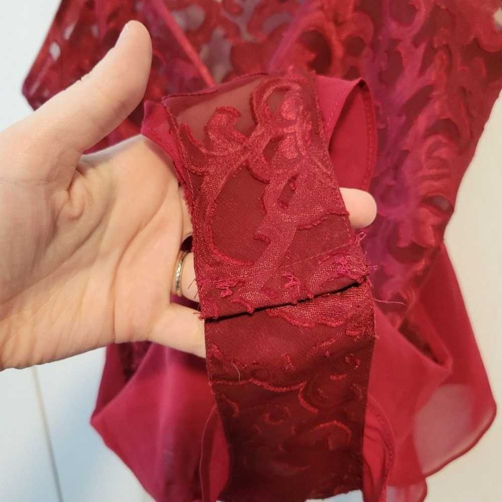 Cacique Vintage Red Floral Lace Ruffle Bodysuit T… - image 3