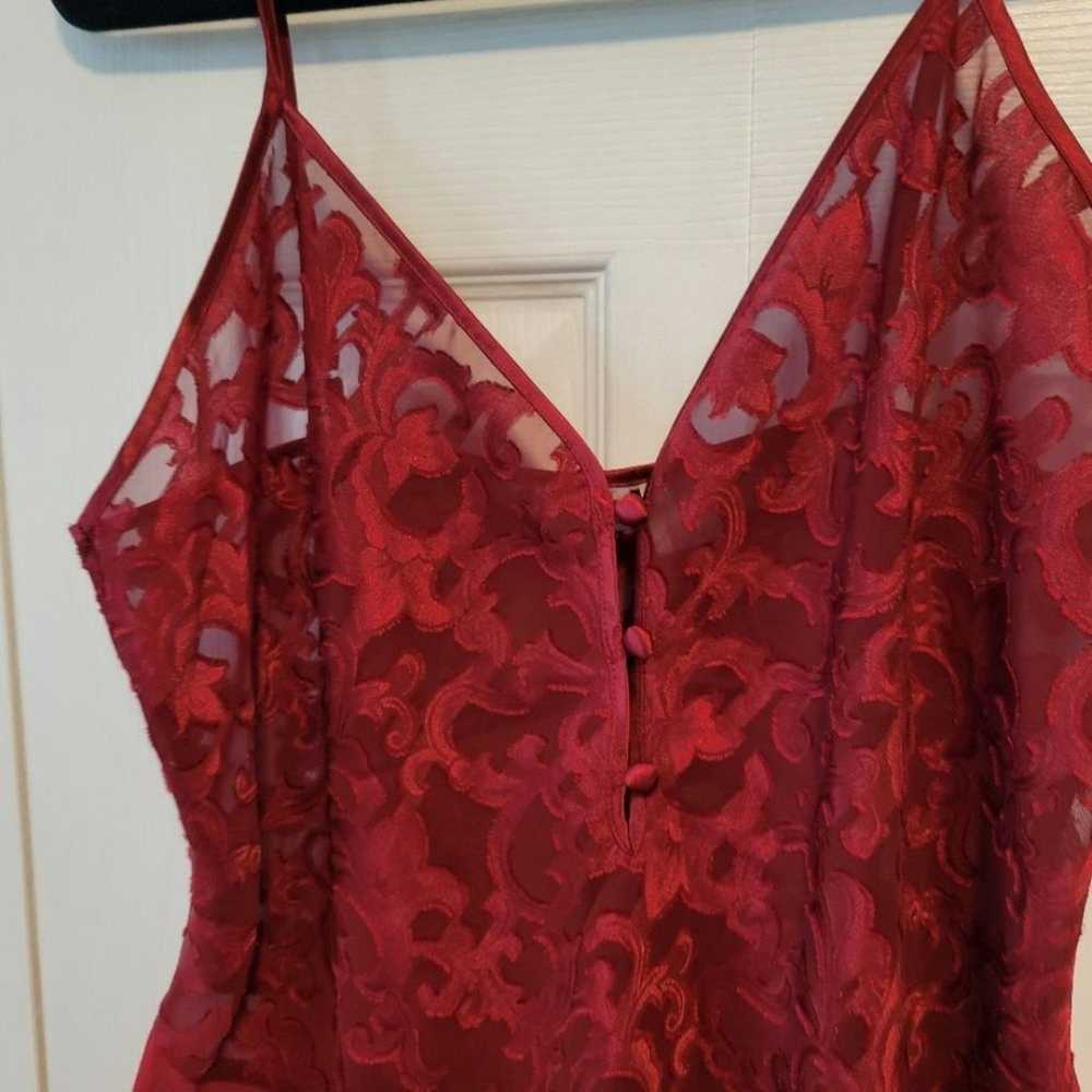 Cacique Vintage Red Floral Lace Ruffle Bodysuit T… - image 5