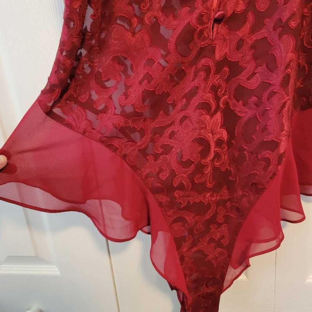 Cacique Vintage Red Floral Lace Ruffle Bodysuit T… - image 7